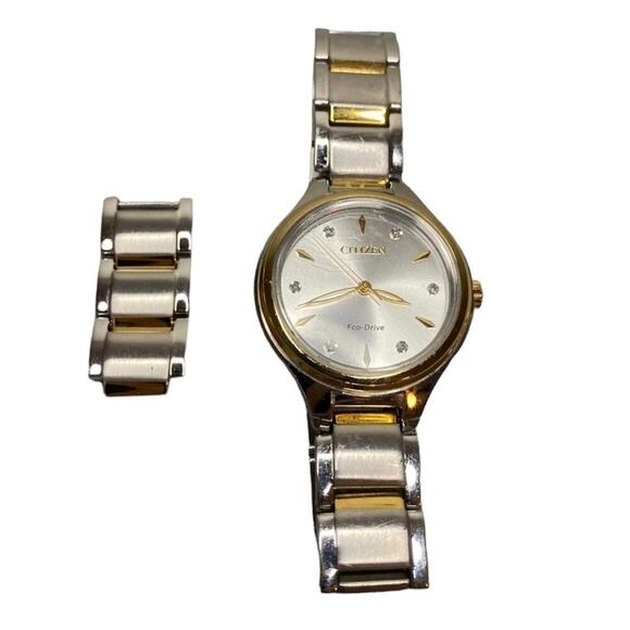 Citizen Corso Eco-drive Silver Gold Stainless Steel Watch Light Powered Analog - Picture 3 of 6